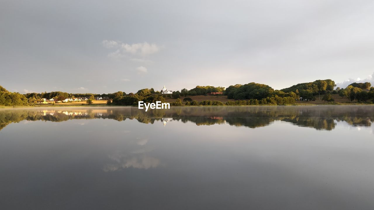 Scenic view of lake against sky