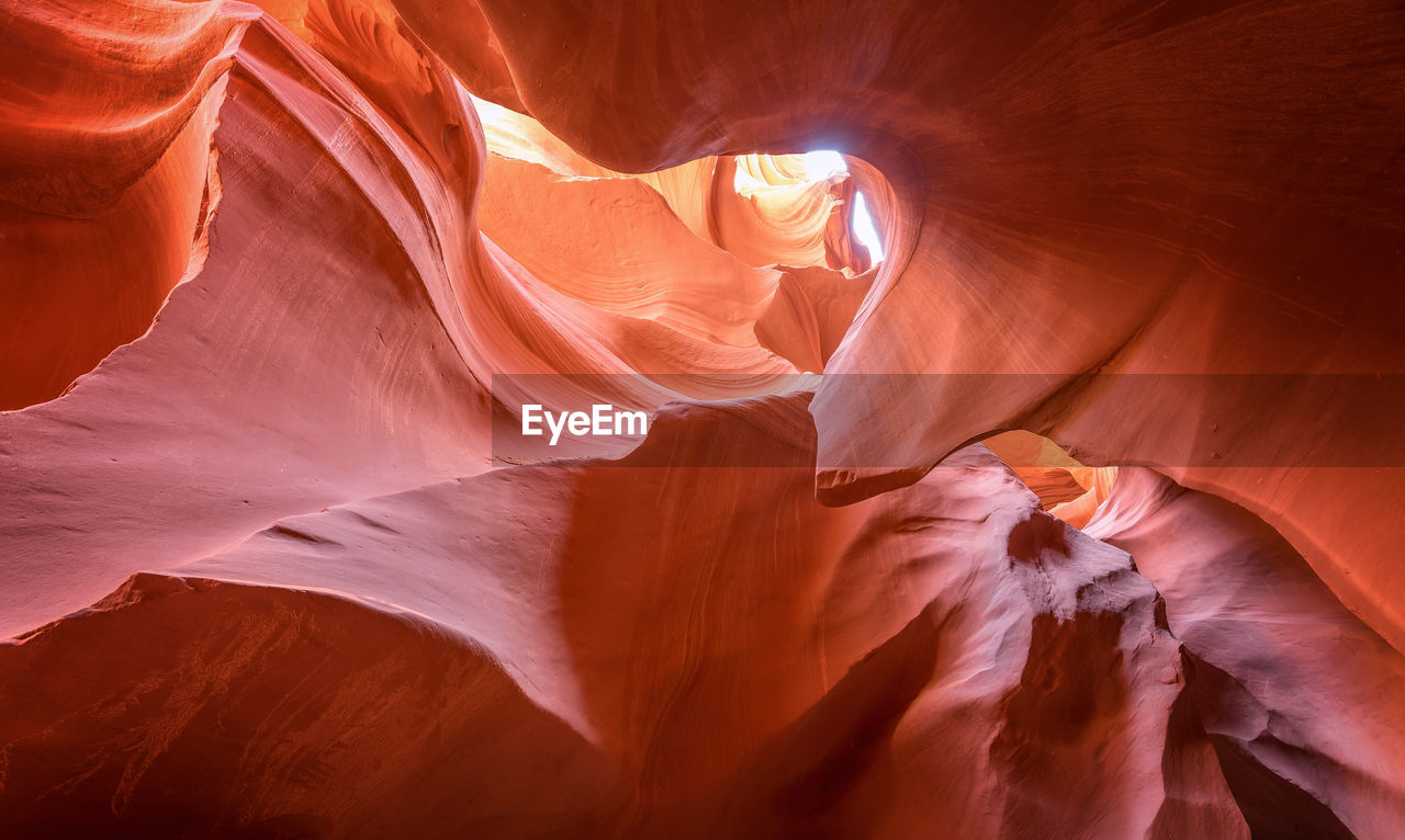 Low angle view of red sandstones at lower antelope canyon