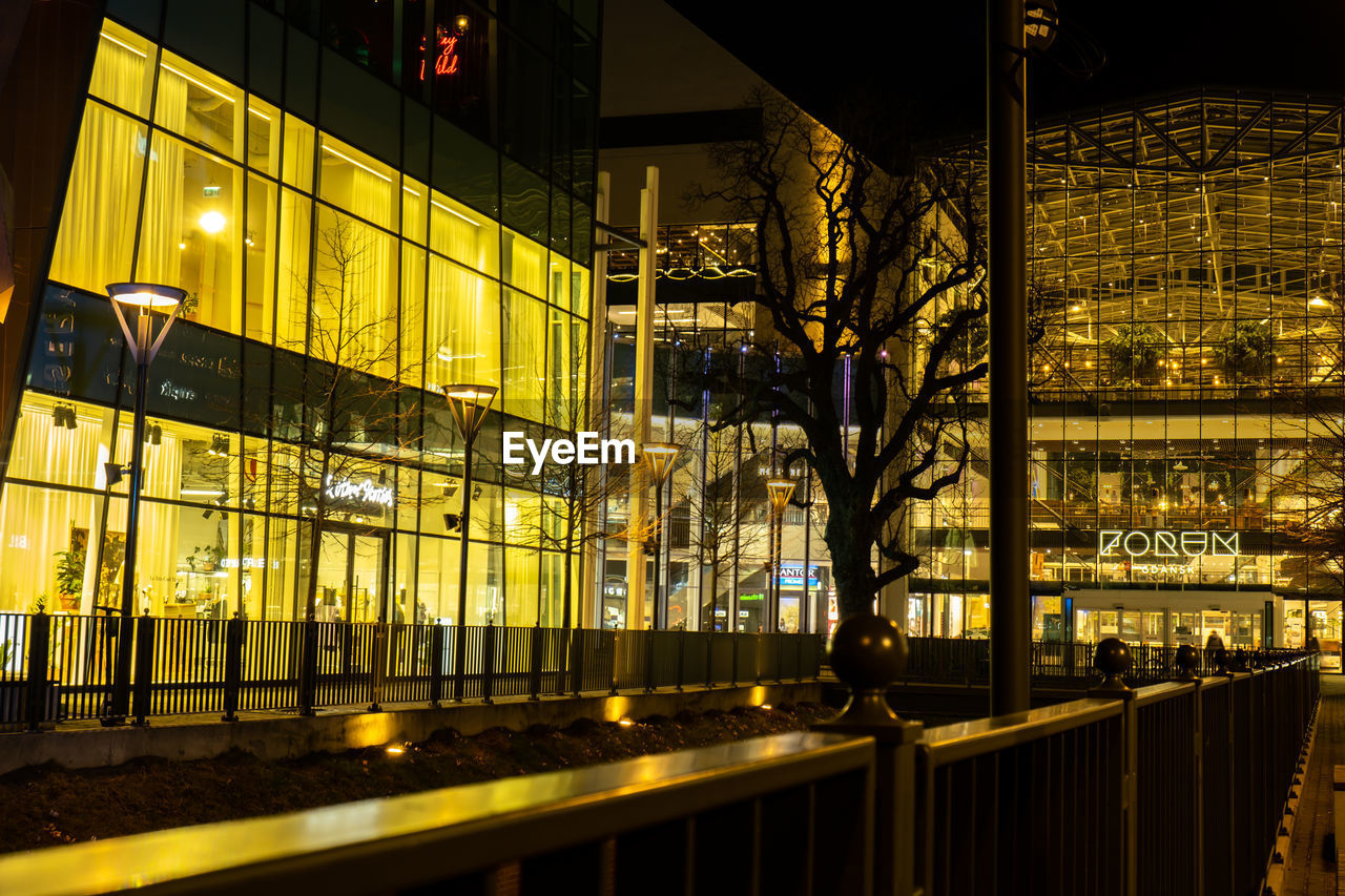 Gdansk poland - april 2022. forum gallery shopping mall at night. modern shopping and entertainment