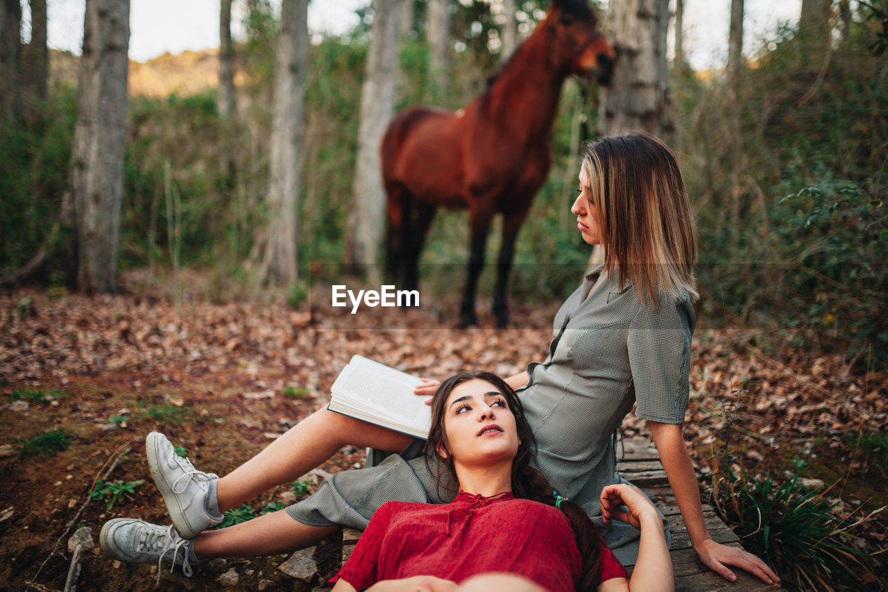 Women in forest