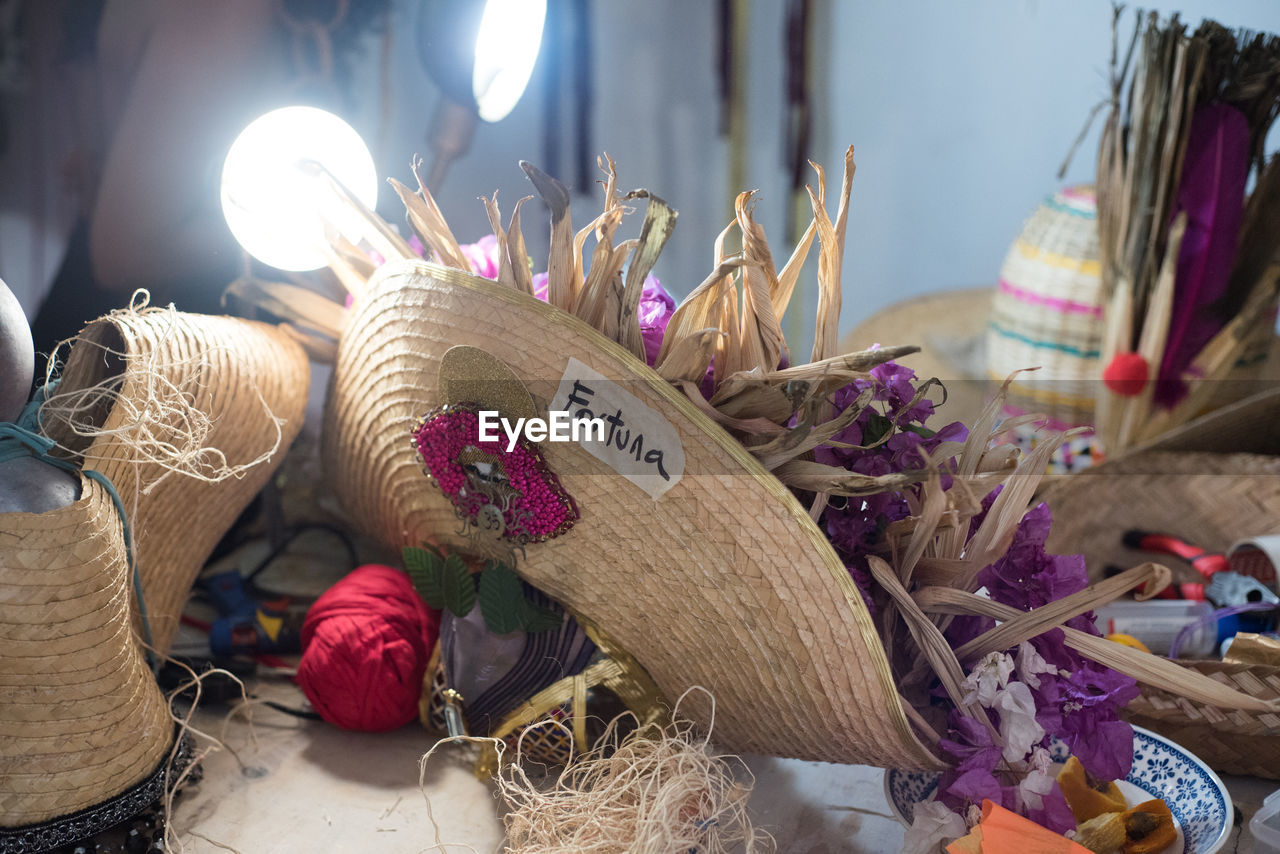 Close-up of carnival decorations