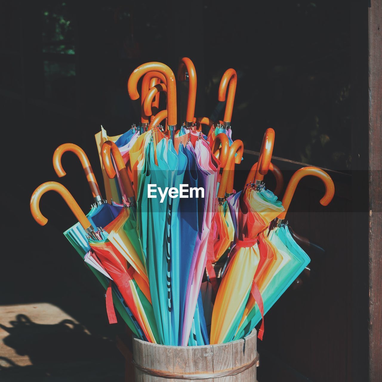 Close-up of multi colored umbrellas 