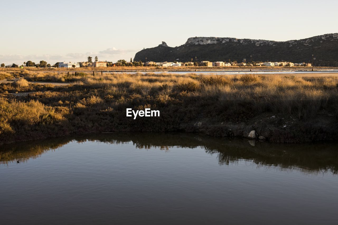 SCENIC VIEW OF LAKE BY MOUNTAINS AGAINST SKY