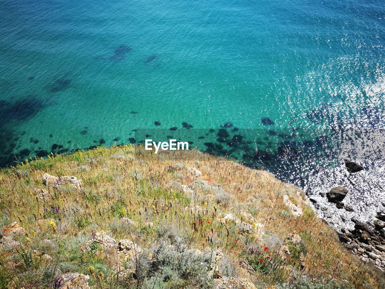 High angle view of beach