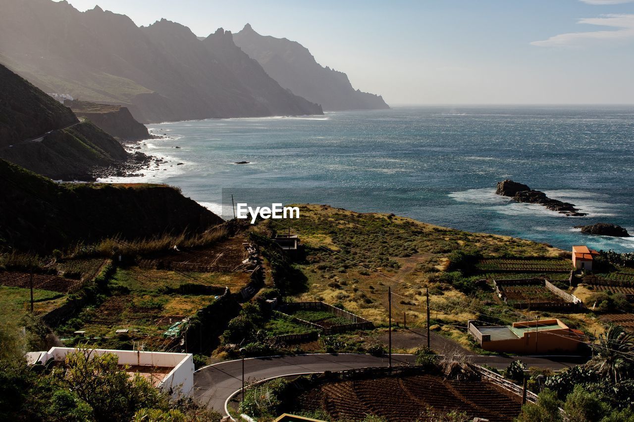 High angle view of sea against sky