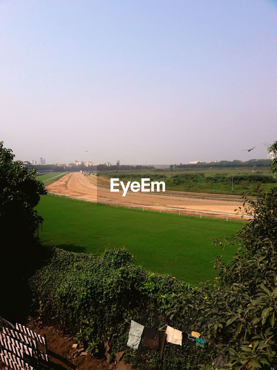 High angle view of river against clear sky