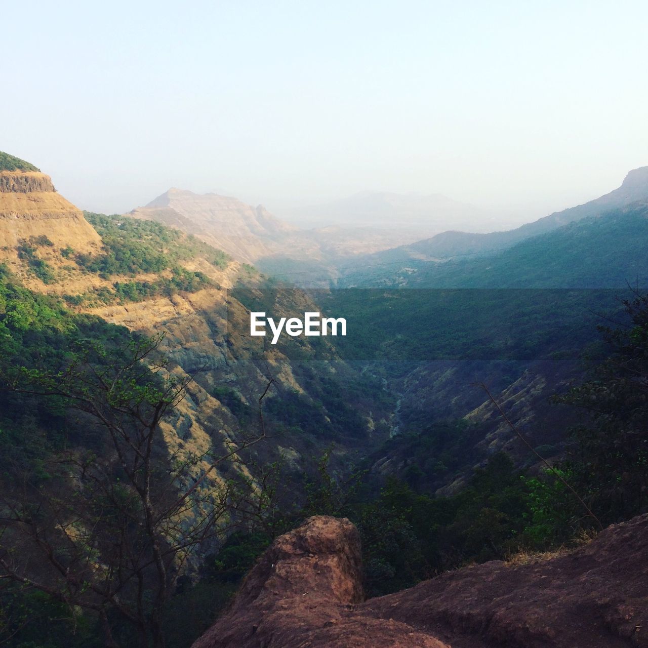 Scenic view of mountains against clear sky