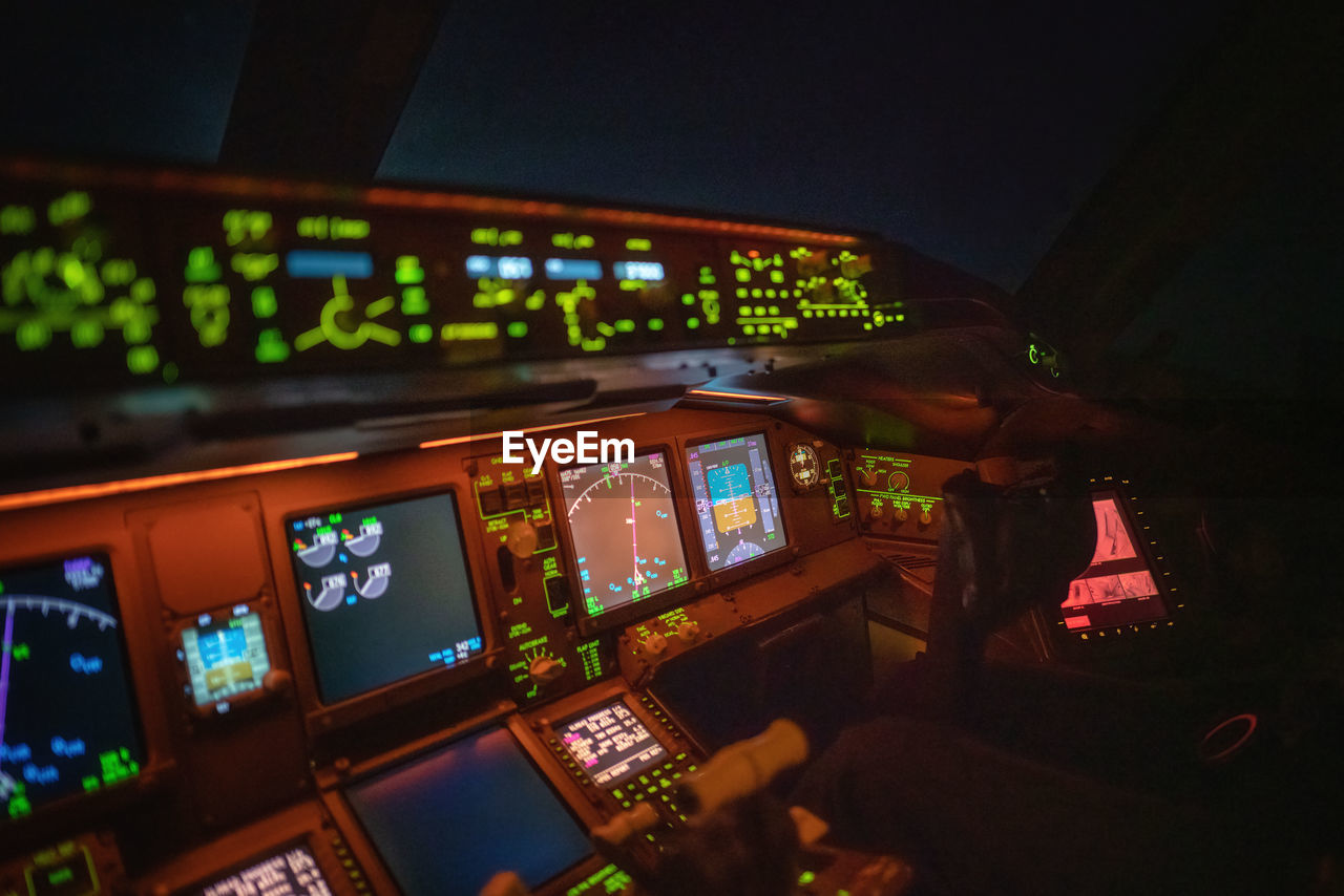 Cockpit navigation instruments at night