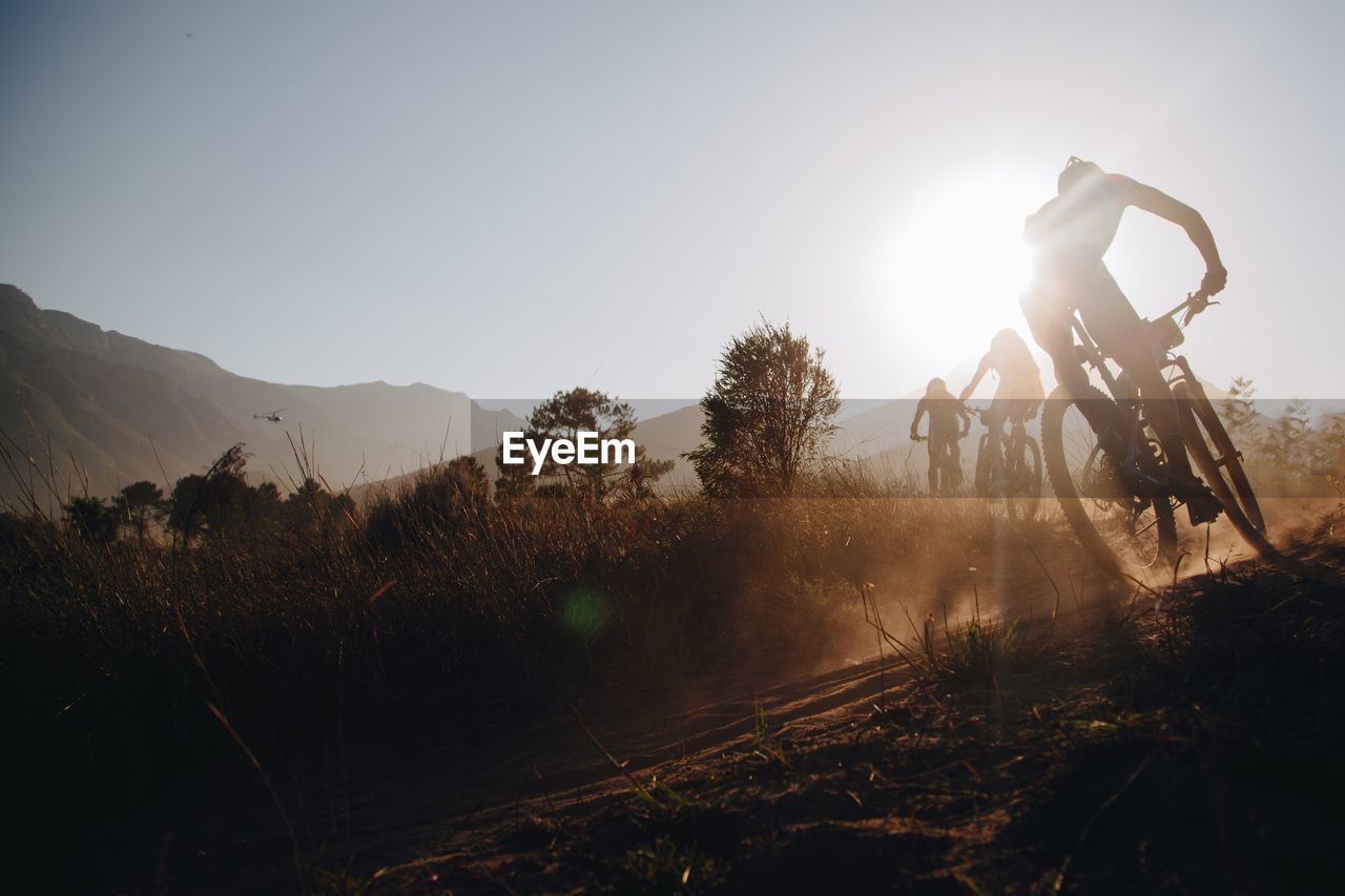 People riding bicycles