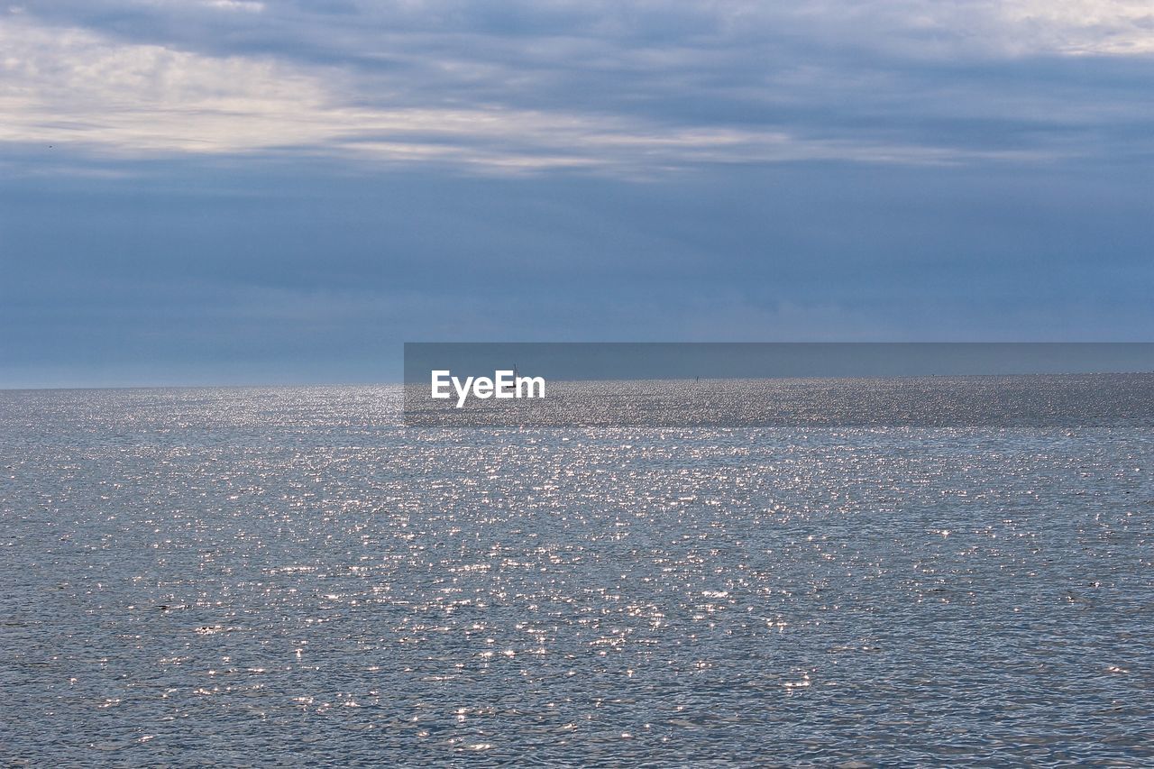 Scenic view of sea against cloudy sky