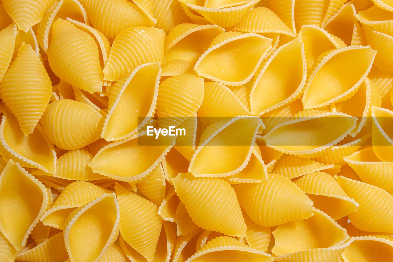 full frame shot of raw pasta