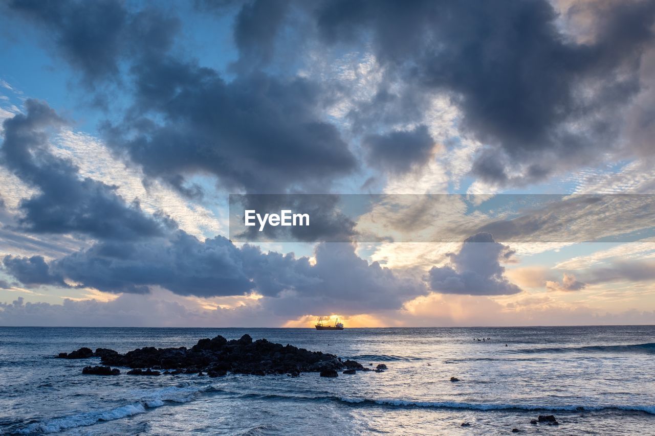 Scenic view of sea against sky during sunset