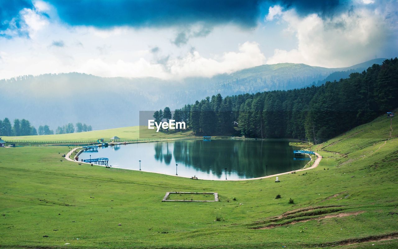 Scenic view of lake against sky