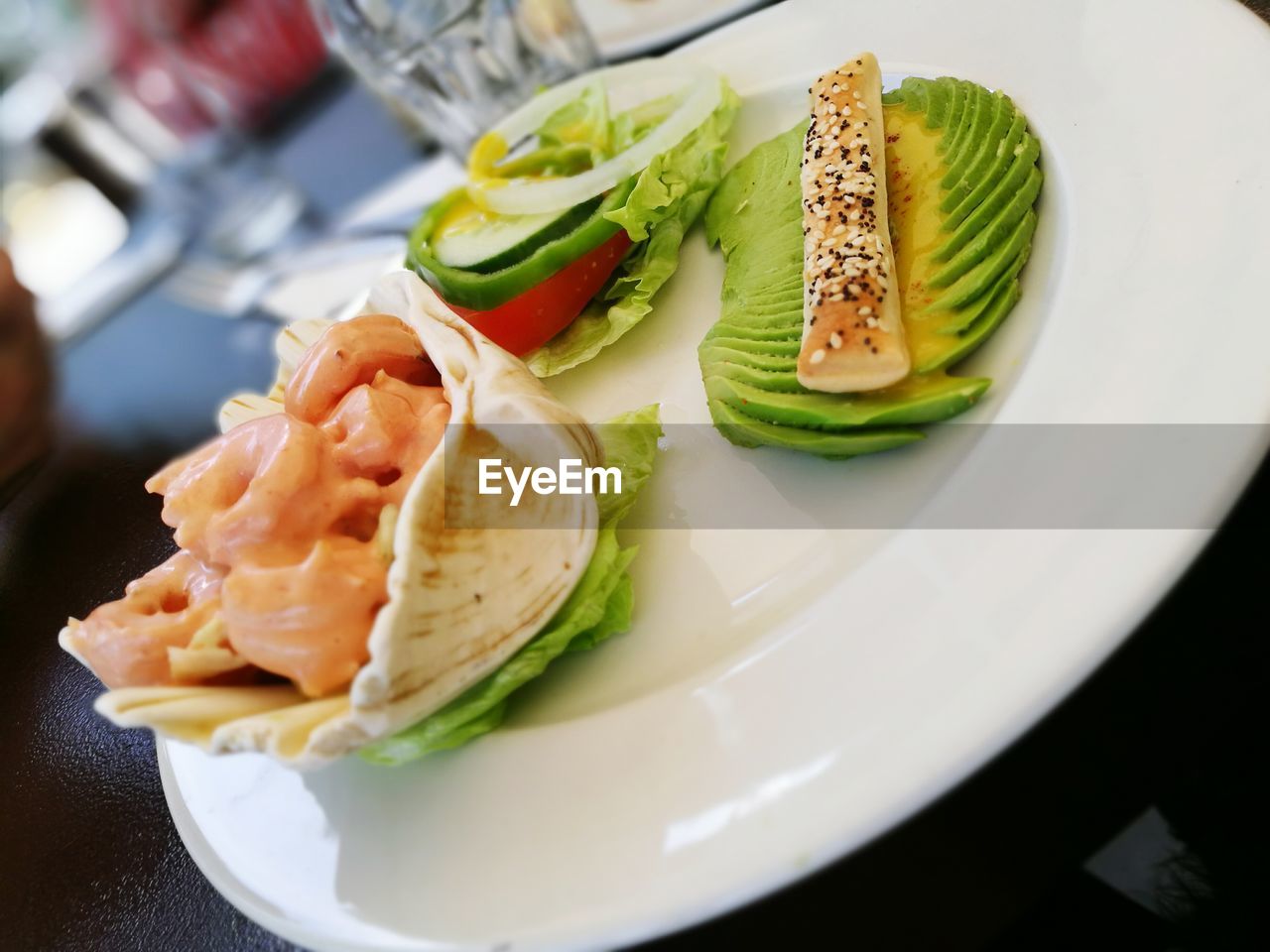 Close-up of served food on plate