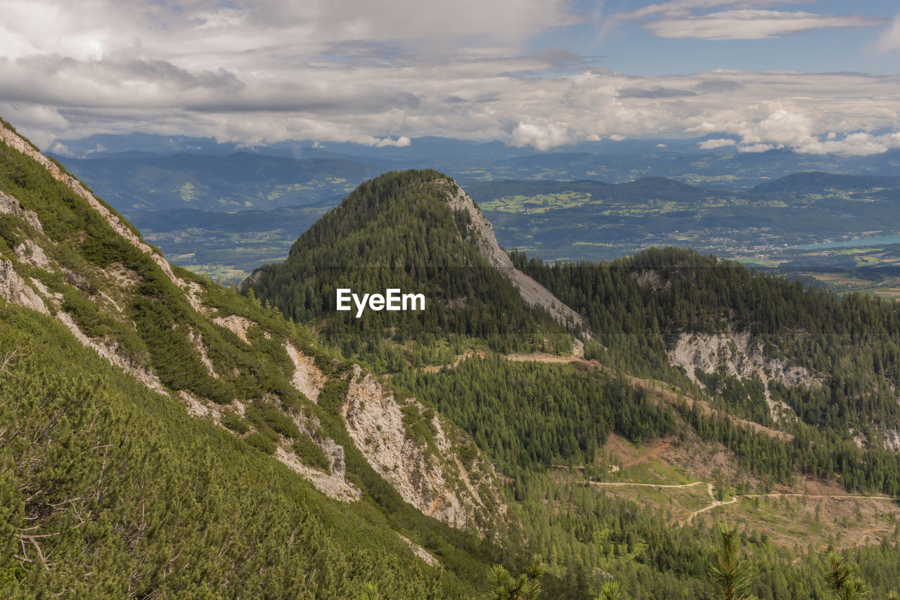 SCENIC VIEW OF LAND AND MOUNTAINS AGAINST SKY