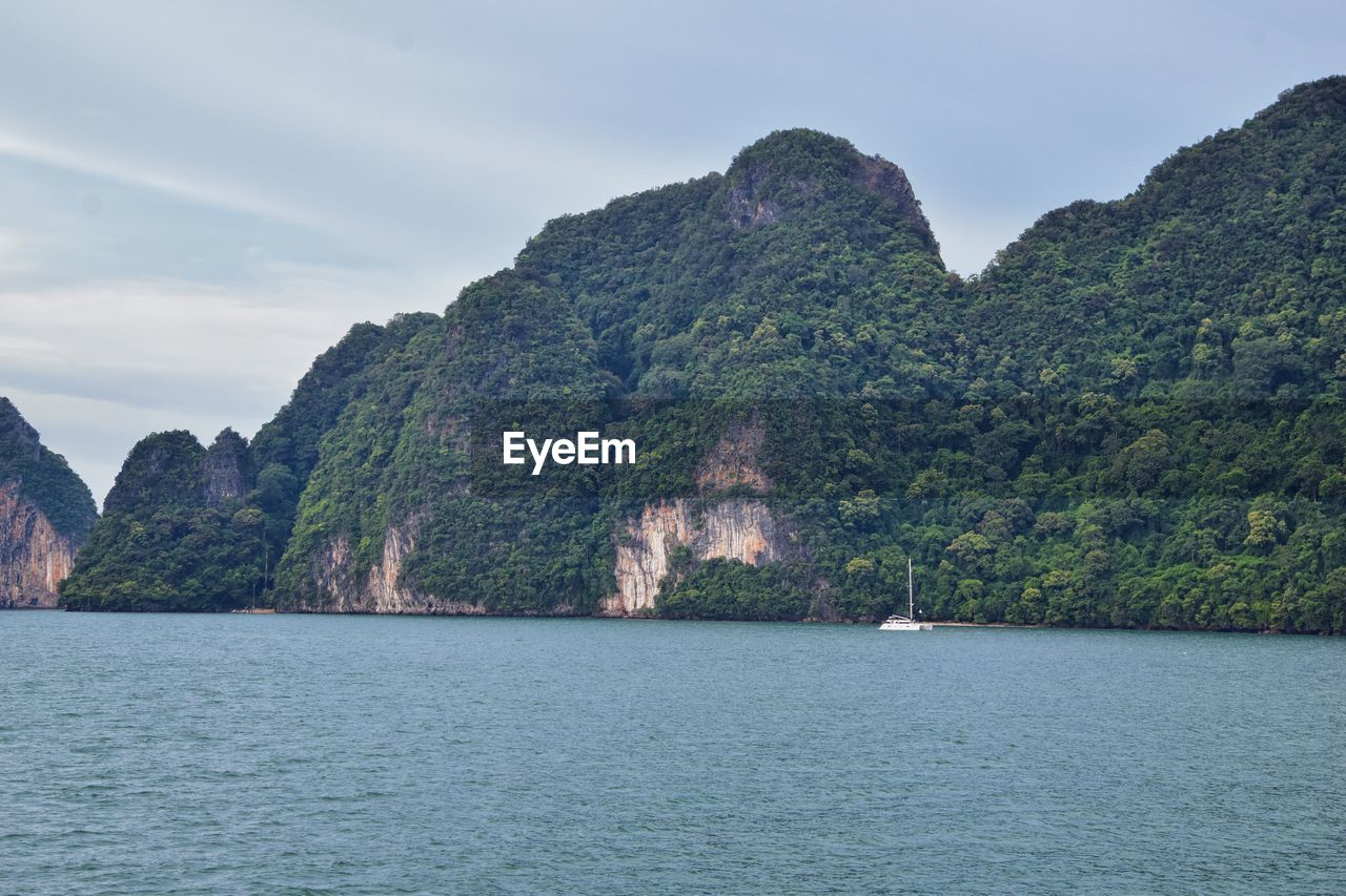 Island ocean tropical forest views near phi phi, ko rang yai, ko li pe phuket thailand asia.