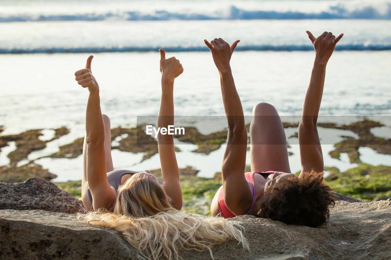 Women relaxing at beach