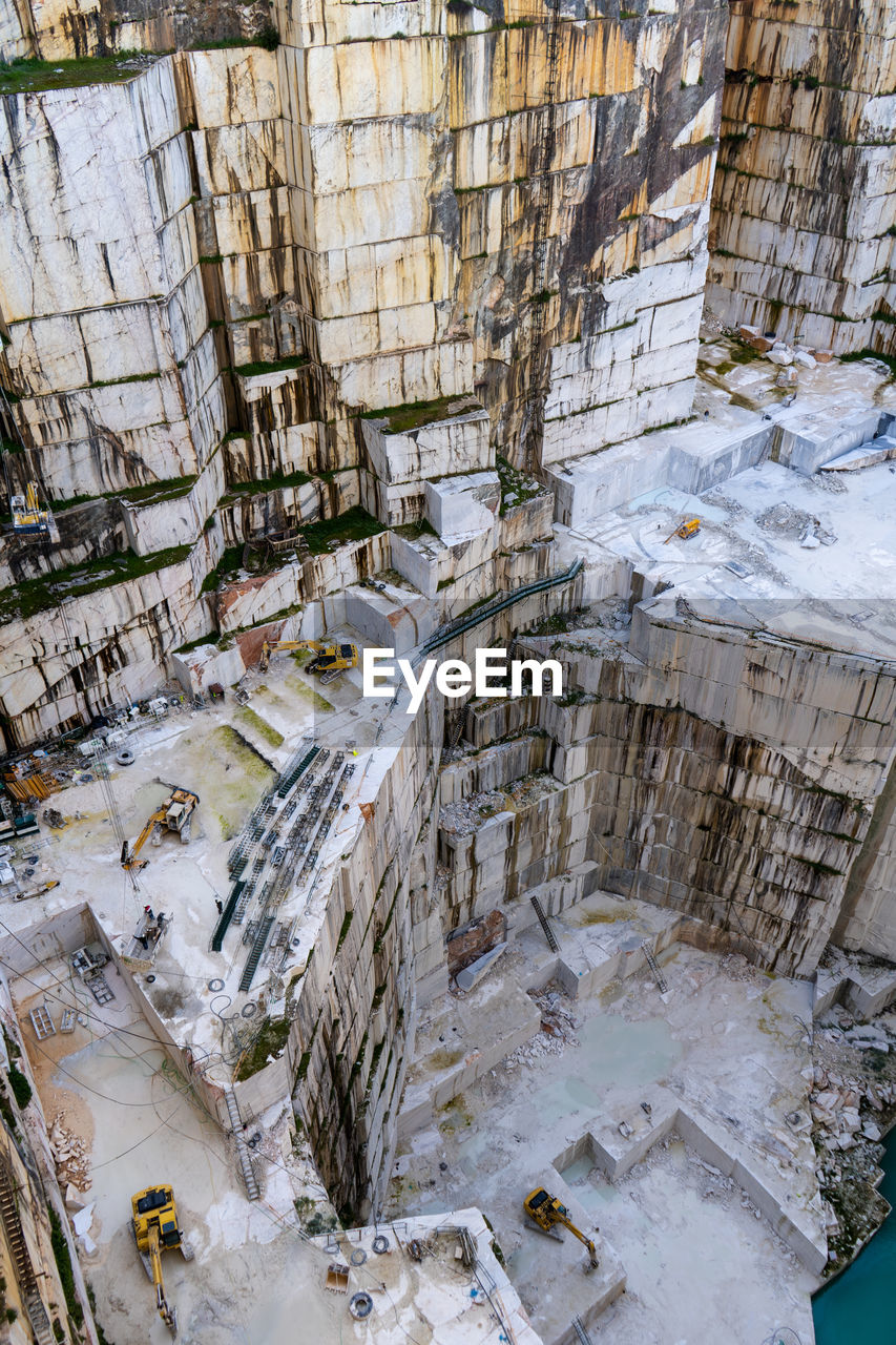 High angle view of water flowing through rocks