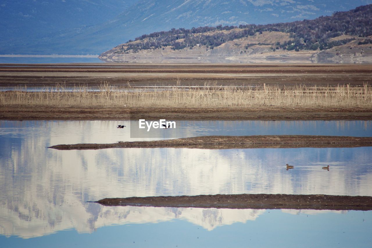 Scenic view of lake against sky