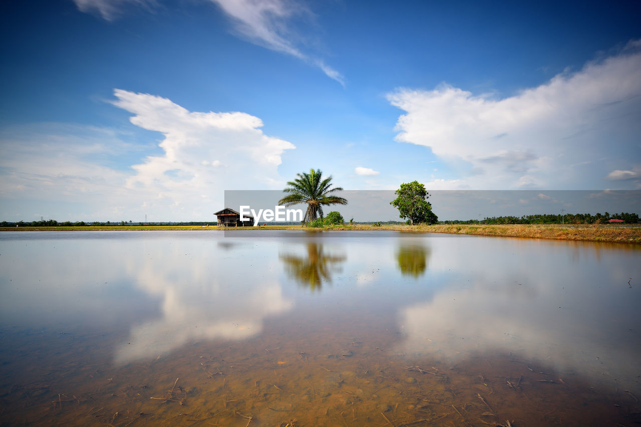 Scenic view of lake against sky