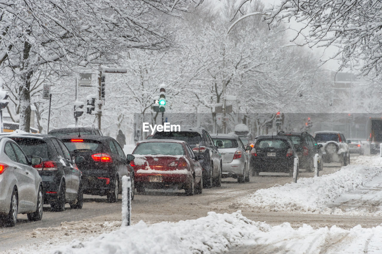 Cars on road during winter