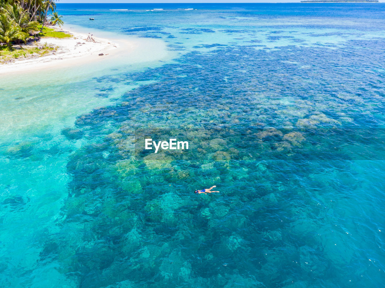 HIGH ANGLE VIEW OF SWIMMING UNDERWATER