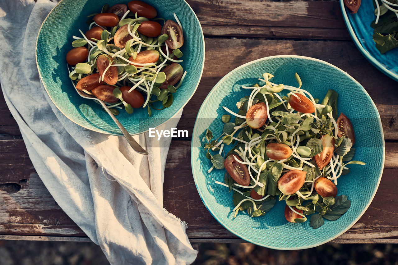 HIGH ANGLE VIEW OF FOOD IN PLATE