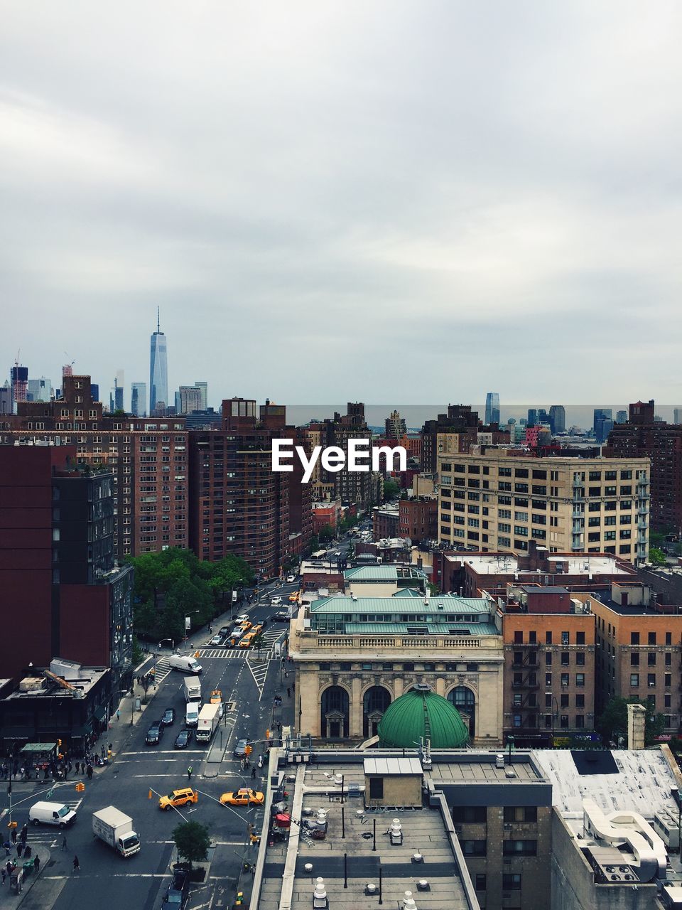 Elevated view of city street