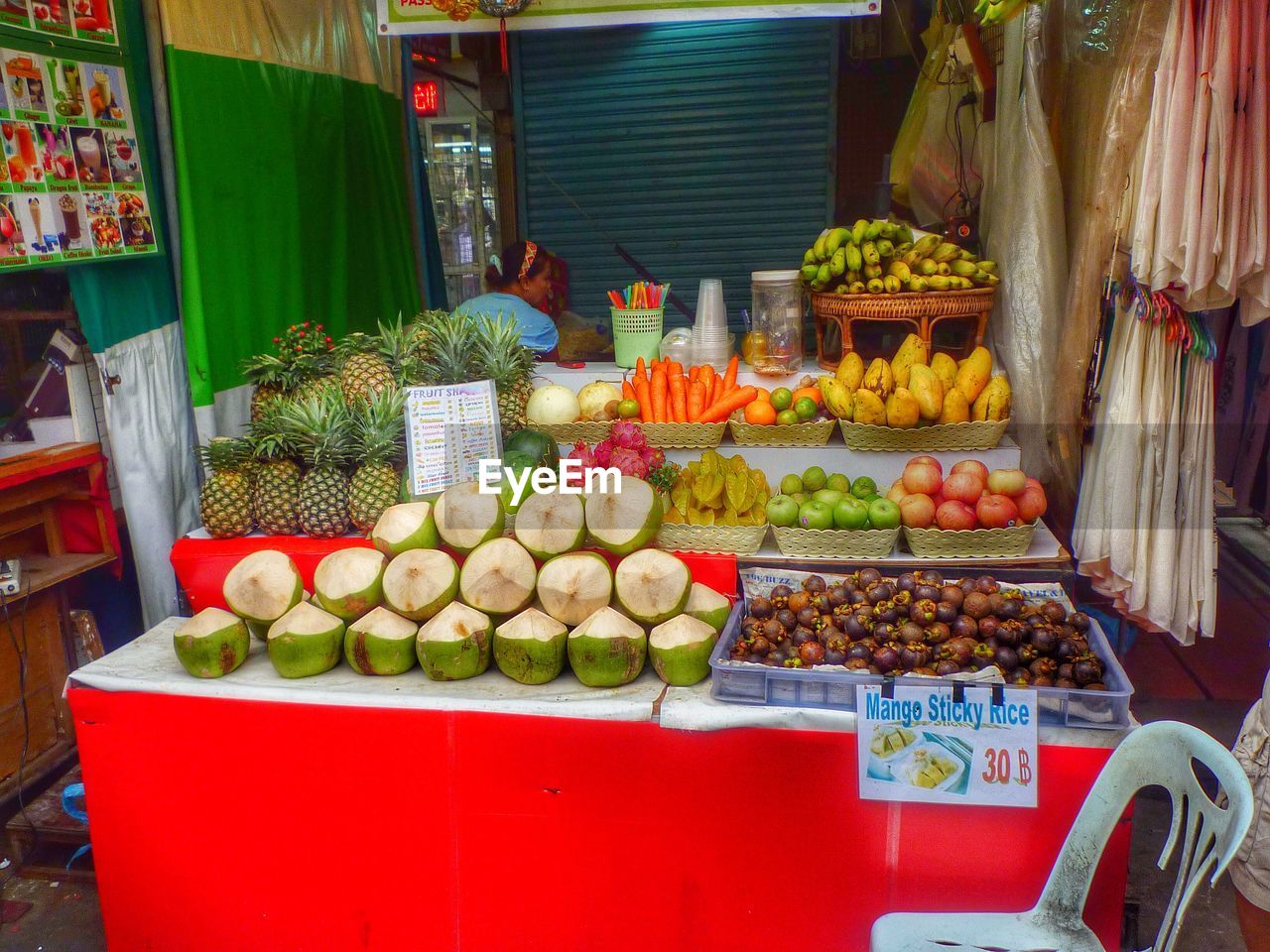 Assorted fruits of sale at a market stall