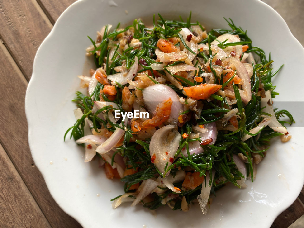 High angle view of salad served in plate