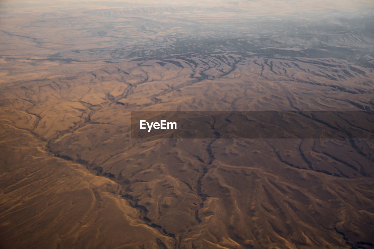 Above a bizarre landscape shot from a plane