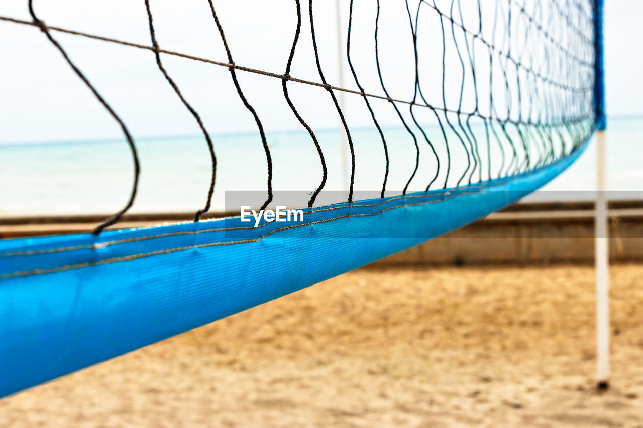 Beach volleyball net close up. horizontal image.