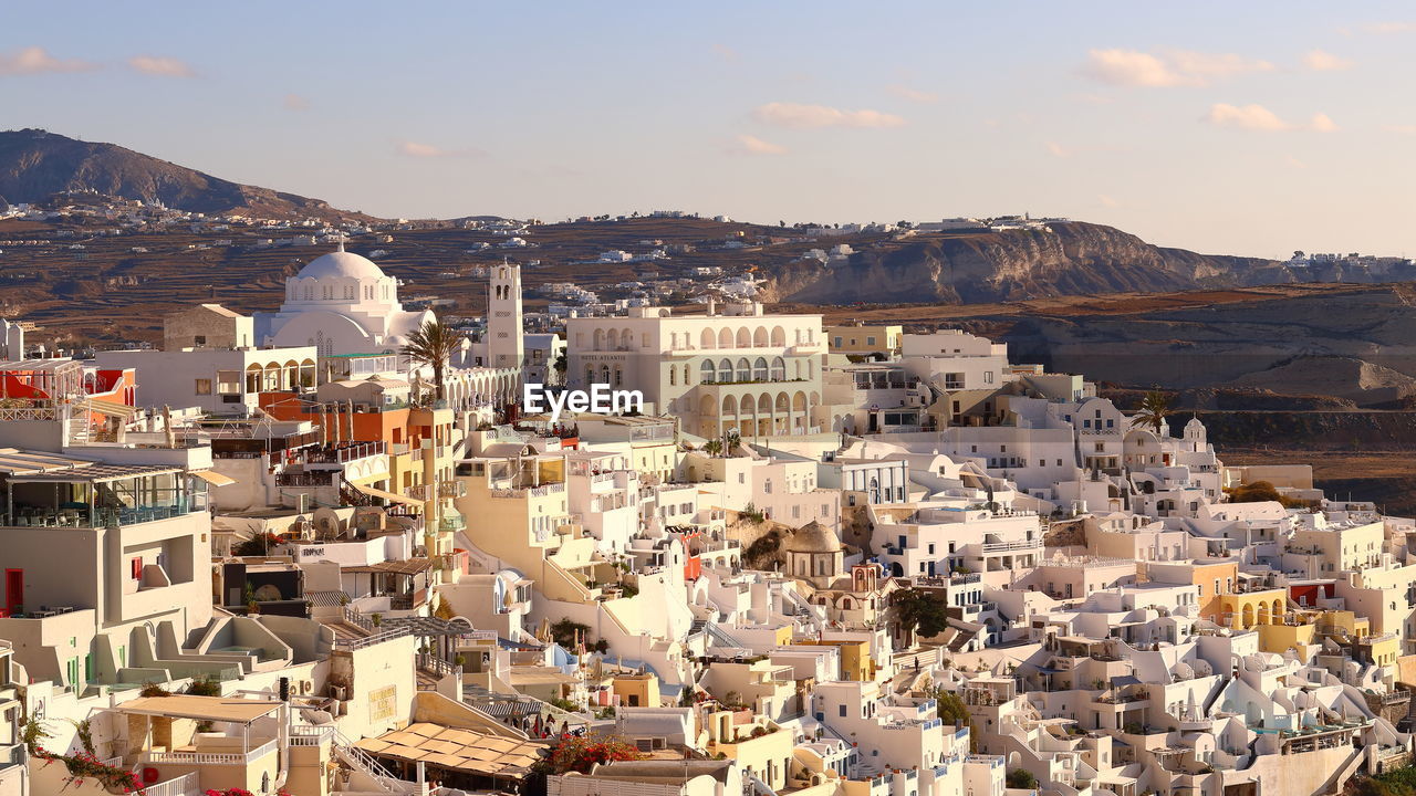 High angle view of townscape against sky