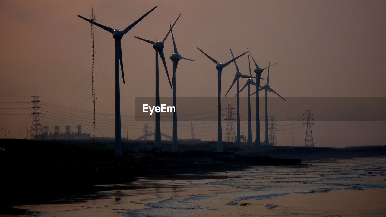 Wind turbines on landscape