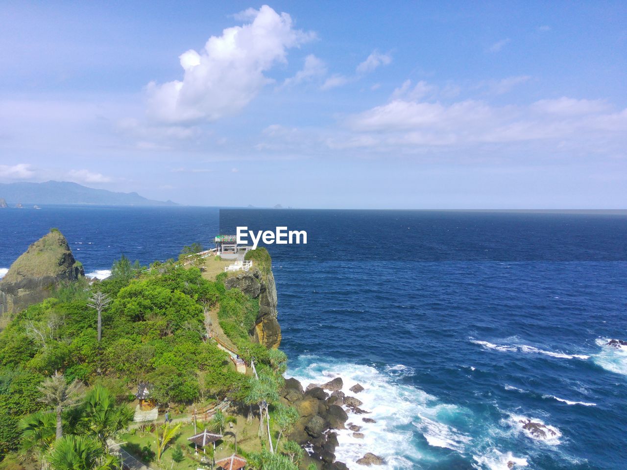 High angle view of a rocky beach called papuma in east java