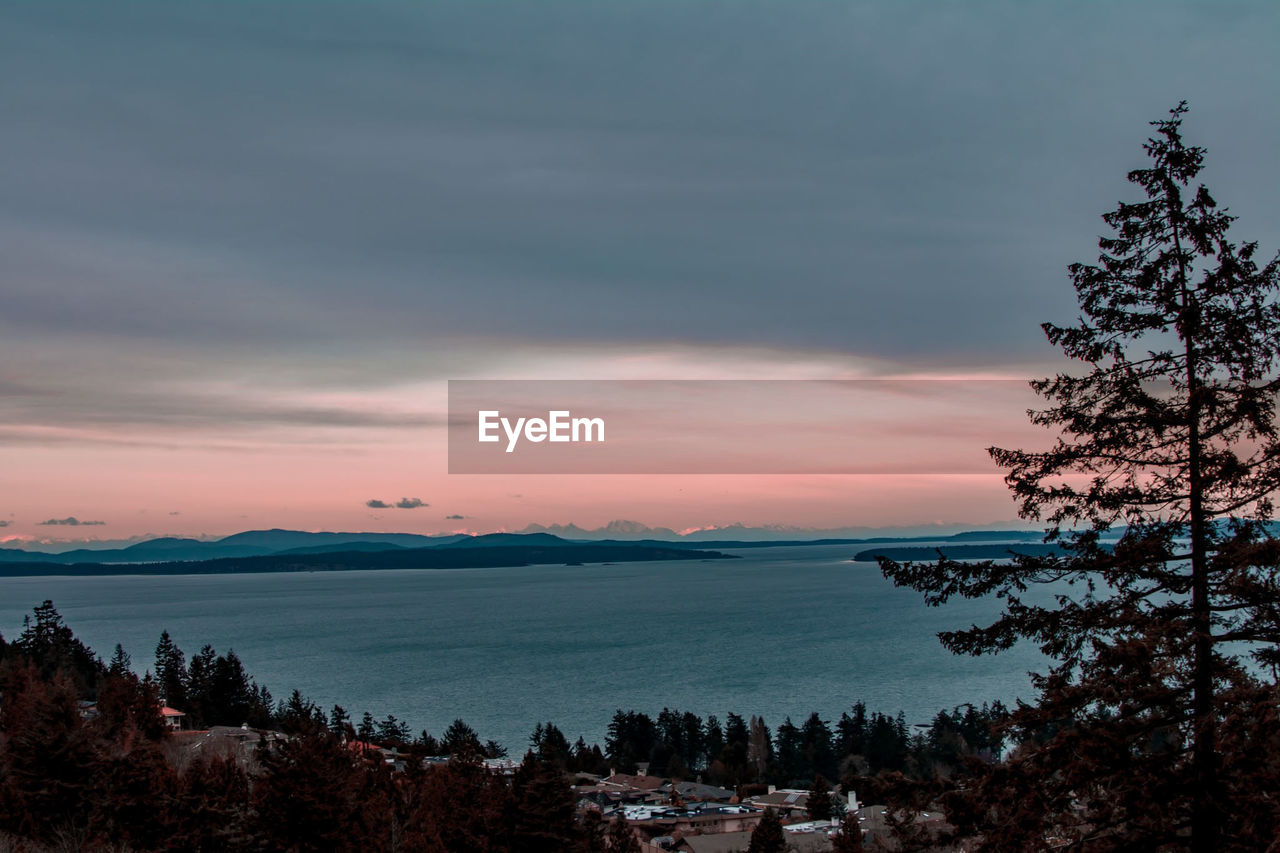 Scenic view of sea against sky at sunset