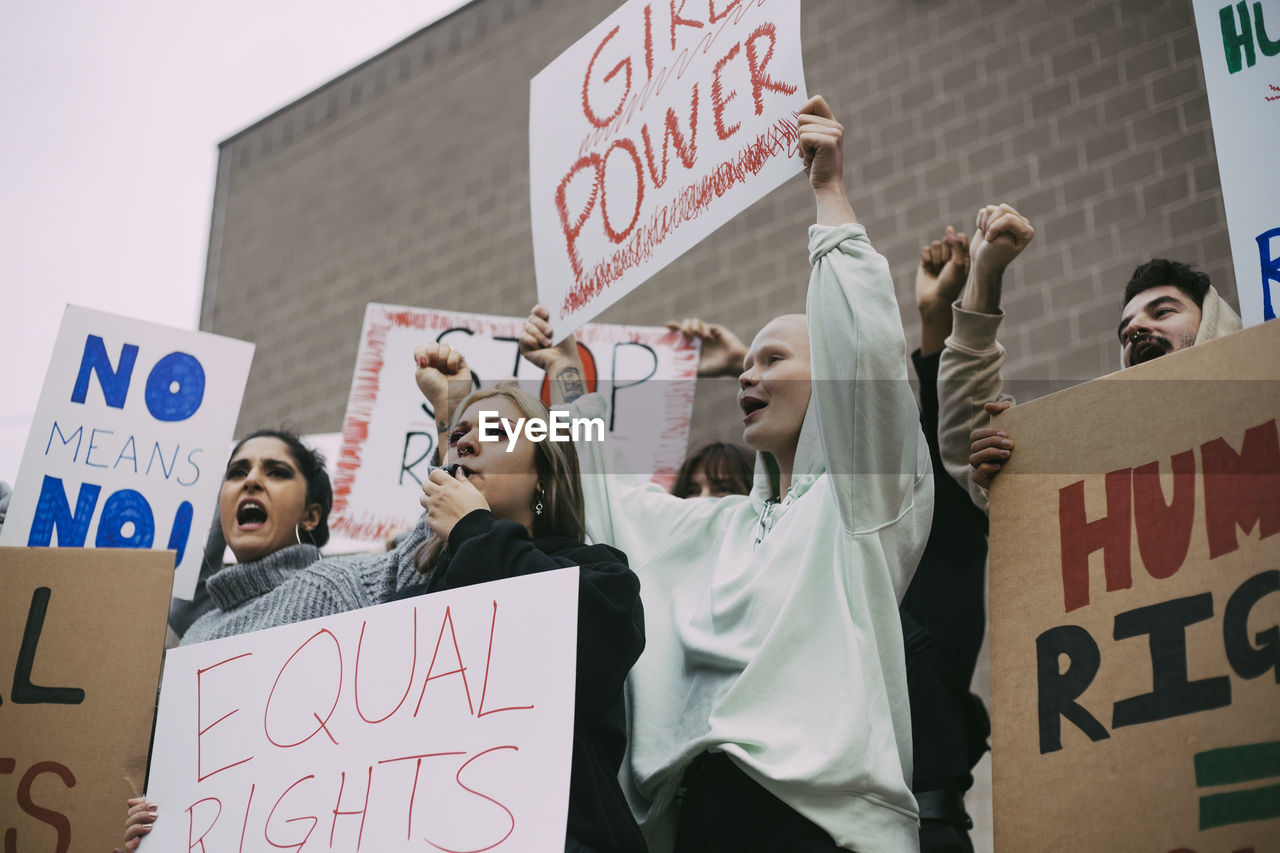 Female activists demonstrating for social movement