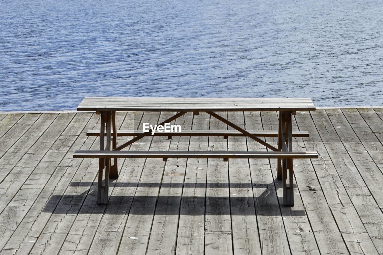 Empty wooden pier on sea