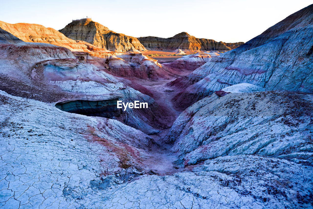 The wucai city scenic area near urumqi, xinjiang, has a magnificent and dazzling danxia landform.