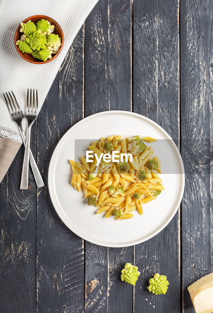 Directly above shot of food in plate on table