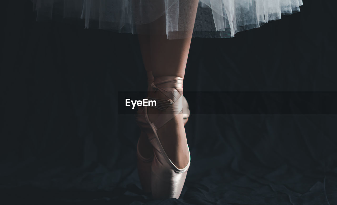Low section of ballerina standing on tip toes