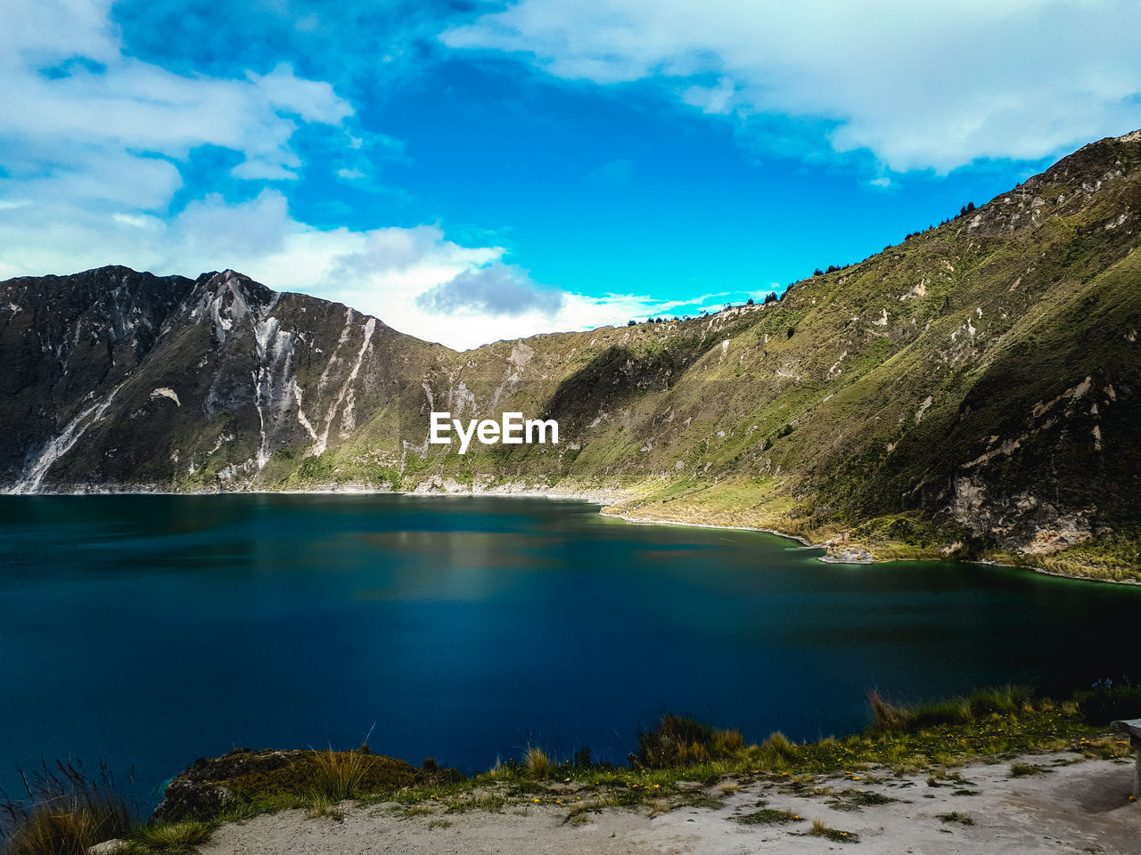 SCENIC VIEW OF LAKE AGAINST BLUE SKY