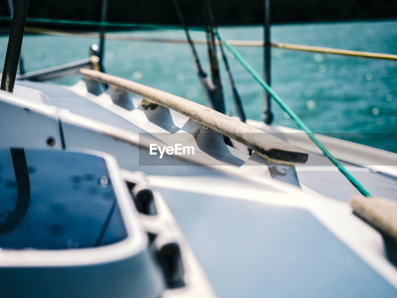 High angle view of sailboat in swimming pool