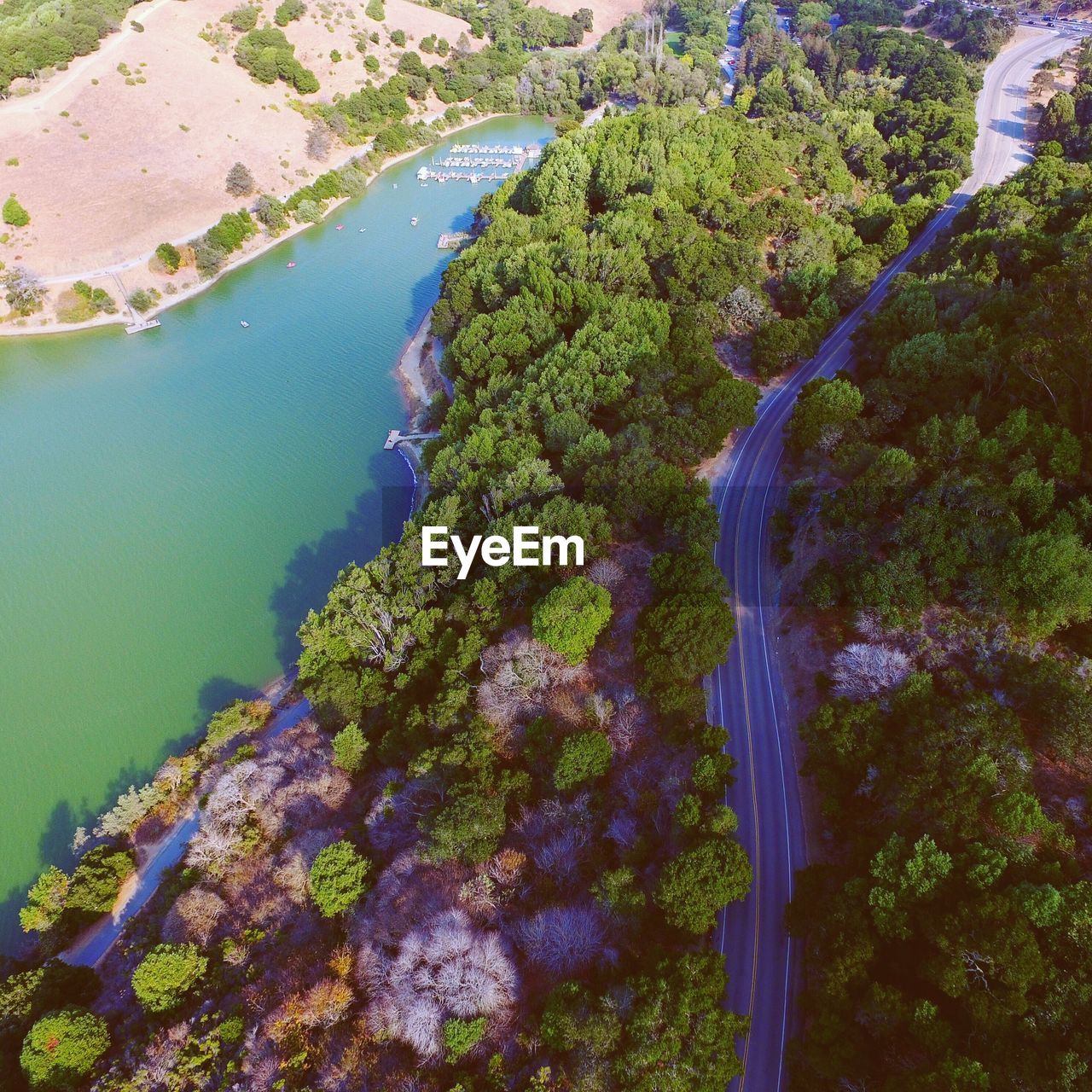 High angle view of road passing through landscape