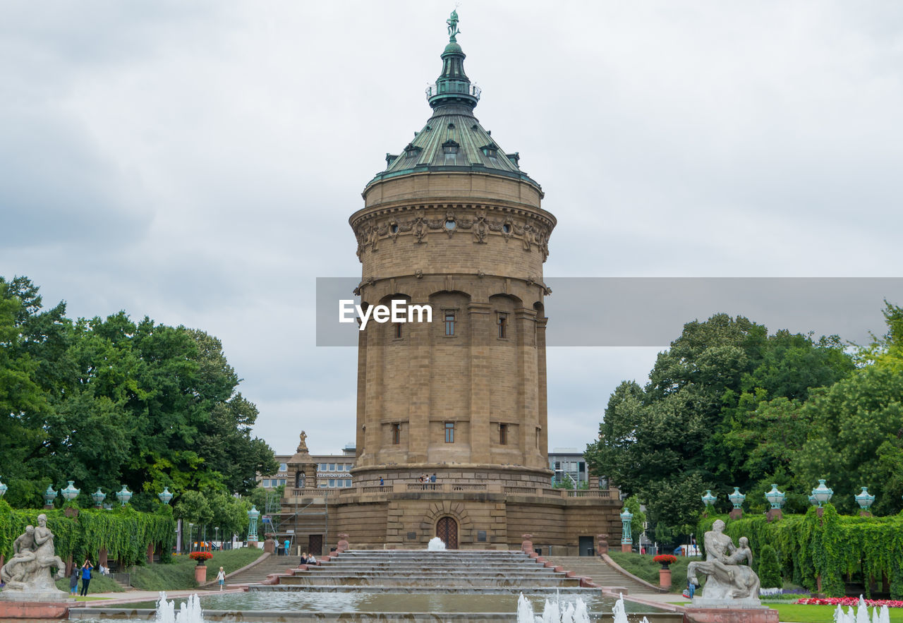 Mannheim water tower against cloudy sky