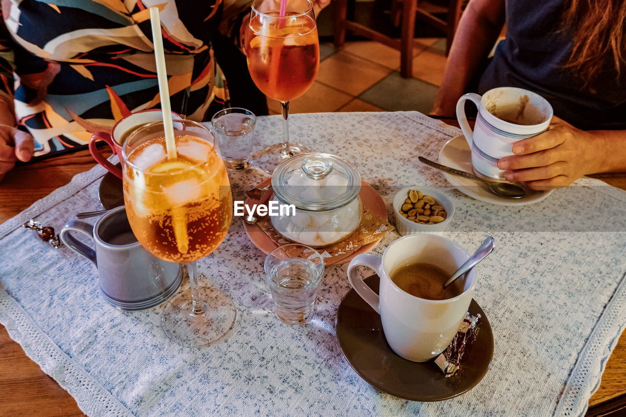 high angle view of coffee on table at home