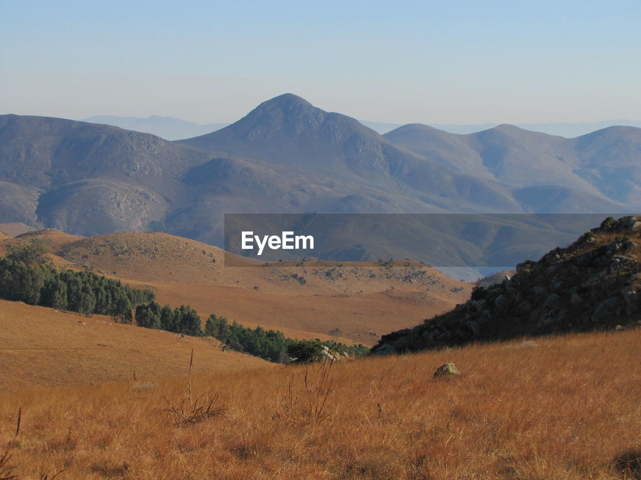 Scenic view of mountains against clear sky