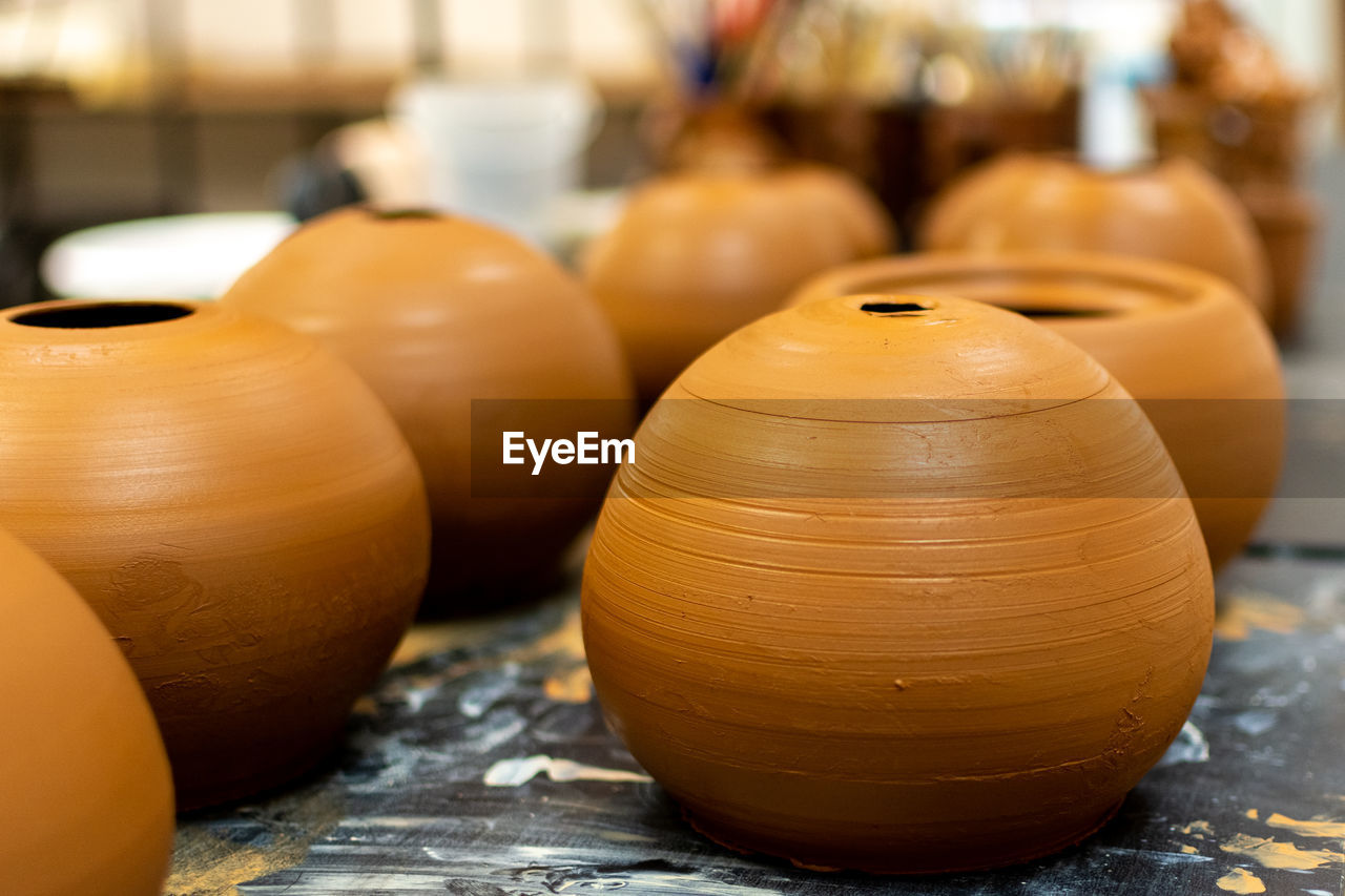 Clay pots for storing drinking water and objects