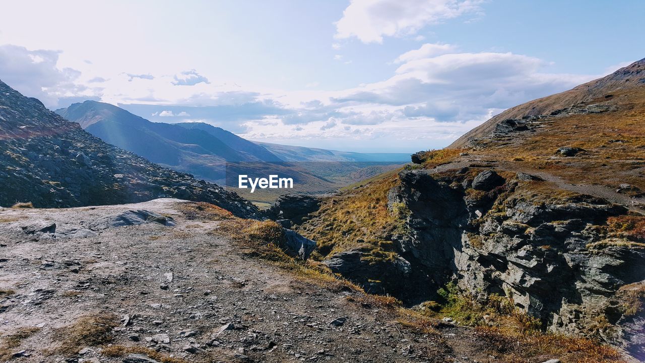 Scenic view of mountains against sky