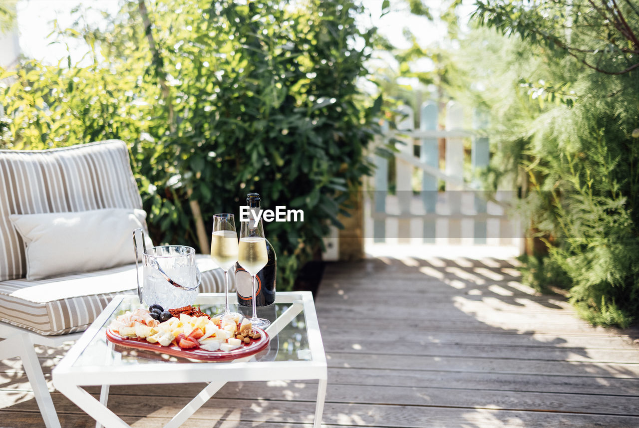 empty chairs and tables in yard